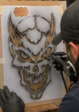Devil skull Airbrush art stencil available in 7 sizes Mylar ships worldwide.