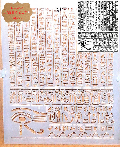 Egyptian Hieroglyphs Airbrush art stencil Mylar ships worldwide.