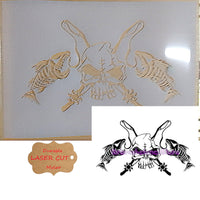 Fishing Skull Airbrush art stencil available in 2 sizes Mylar ships worldwide.