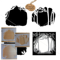 Forest Three layer template Airbrush art stencil set Mylar ships worldwide.