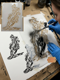 Cowgirl Airbrush art stencil available in 6 sizes Mylar ships worldwide.