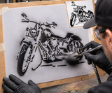 Motorcycle airbrush stencil Mylar ships worldwide.