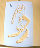 Three layer Model on knees Airbrush art stencil clear Mylar ships worldwide.
