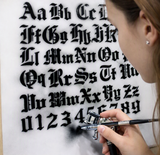Gothic Alphabet and numbers Airbrush art stencil clear Mylar ships worldwide.