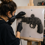Three layer Steampunk pistol Airbrush art stencil set clear Mylar ships worldwide.