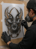 Skull Airbrush art stencil Mylar ships worldwide.