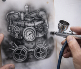 Three layer Steampunk Hat Airbrush art stencil set clear Mylar ships worldwide.