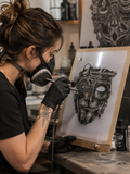 Three layer Steampunk Airbrush art stencil set white Mylar ships worldwide.