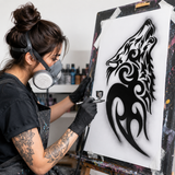 Wolf Airbrush art stencil available in 7 sizes Mylar ships worldwide.