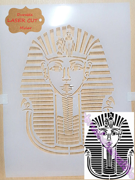 King Tutankhamun Airbrush art stencil Available in 3 sizes Mylar ships worldwide.