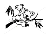 Koalas on branch Airbrush art stencil available in 2 sizes Mylar ships worldwide.