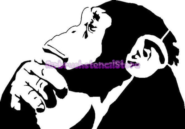 Chimpanzee Airbrush art stencil A4 size Mylar ships worldwide.