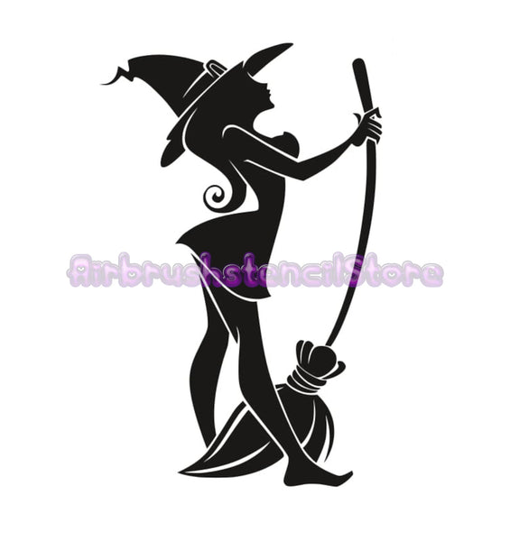 Witch (A) Airbrush art stencil 2 sizes available Mylar ships worldwide.