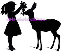 Girl with Deer Airbrush art stencil Mylar ships worldwide.