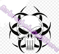 Biohazard Skull Airbrush art stencil available in 2 sizes Mylar ships worldwide.