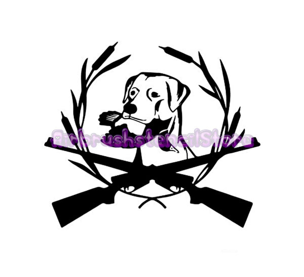 Gun Dog Airbrush art stencil available in 2 sizes Mylar ships worldwide.