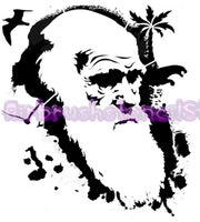 Charles Darwin Airbrush art stencil available in 2 sizes Mylar ships worldwide.