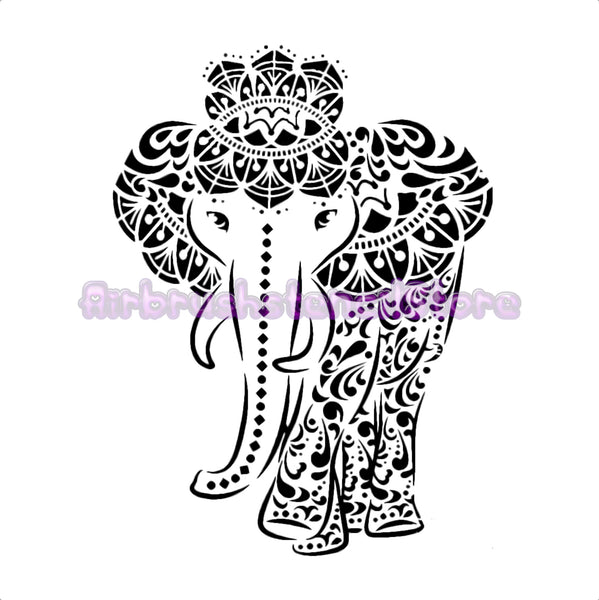 Elephant Airbrush art stencil available in 2 sizes Mylar ships worldwide.