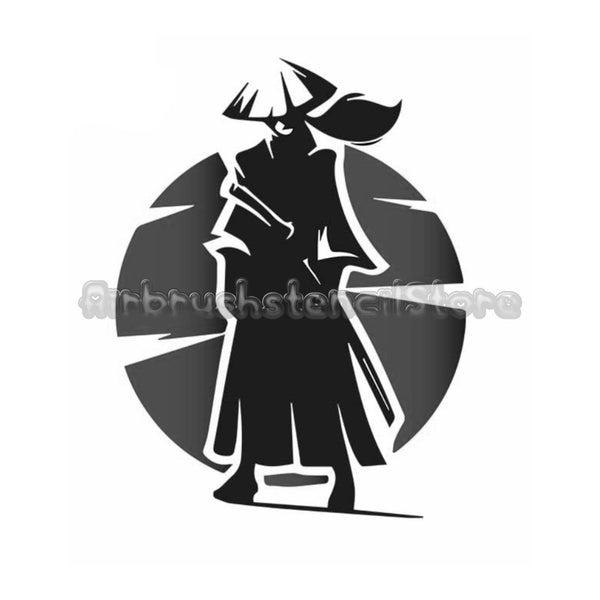 Samurai B Airbrush art stencil available in 2 sizes Mylar ships worldwide.