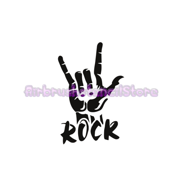 Rock hand Airbrush art stencil available in 2 sizes Mylar ships worldwide.