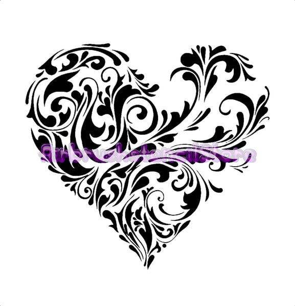 Abstract Heart Airbrush art stencil available in 2 sizes Mylar ships worldwide.