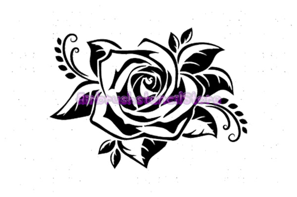 Rose Airbrush art stencil available in 2 sizes Mylar ships worldwide.