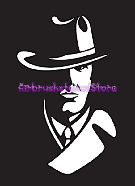 Private Detective Airbrush art stencil available in 2 sizes Mylar ships worldwide.